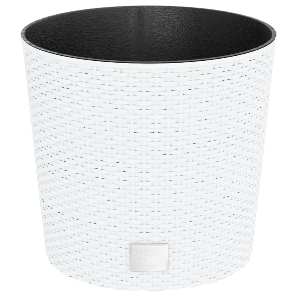 vidaXL Pflanzkübel mit herausnehmbaren Einsatz Weiß 15/15,3L PP-Rattan