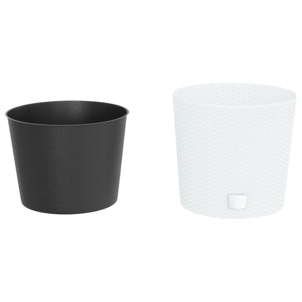 vidaXL Pflanzkübel mit herausnehmbaren Einsatz Weiß 15/15,3L PP-Rattan
