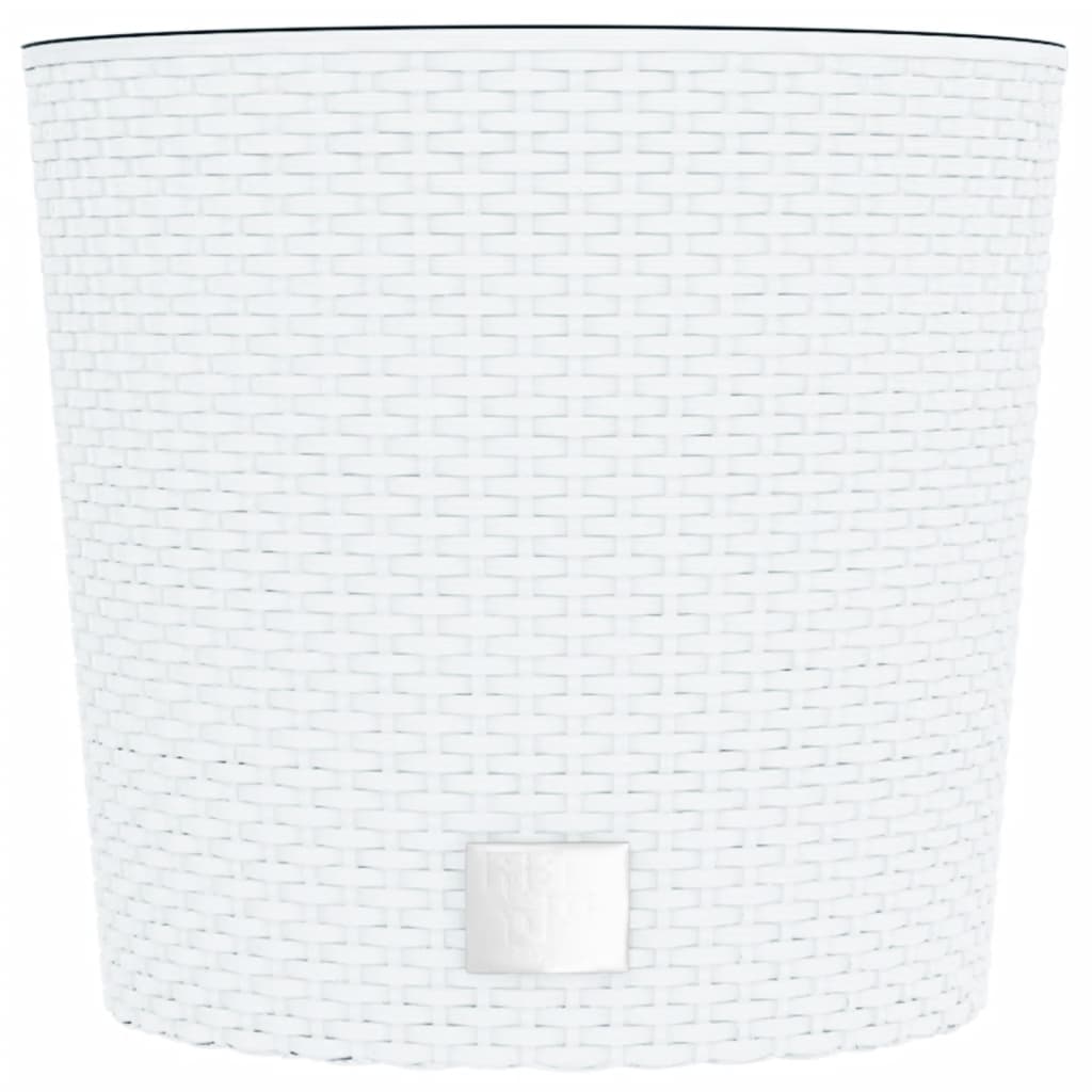 vidaXL Pflanzkübel mit herausnehmbaren Einsatz Weiß 15/15,3L PP-Rattan