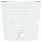 vidaXL Pflanzkübel mit herausnehmbaren Einsatz Weiß 15/15,3L PP-Rattan