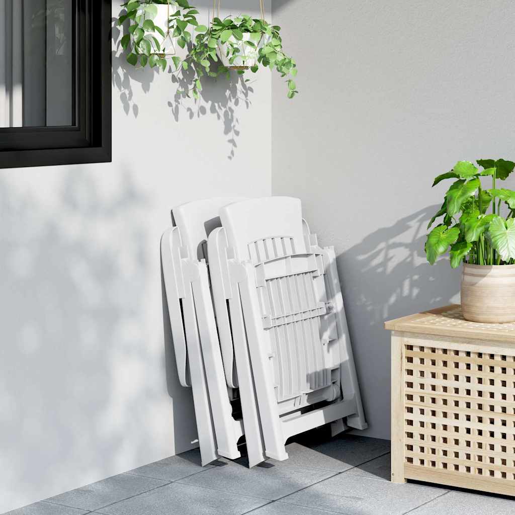 vidaXL Gartenstühle 2 Stk. Verstellbar Weiß PP