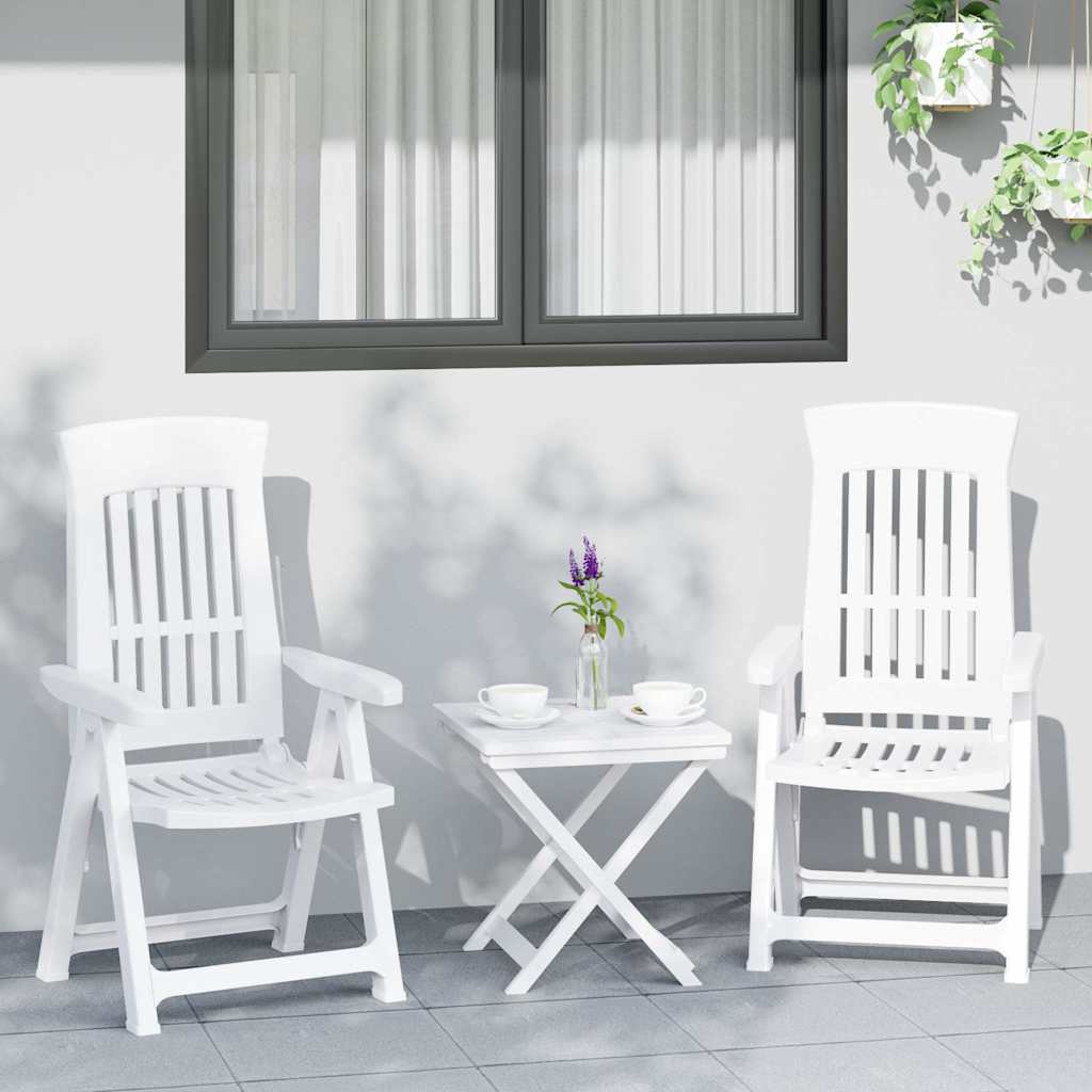 vidaXL Gartenstühle 2 Stk. Verstellbar Weiß PP