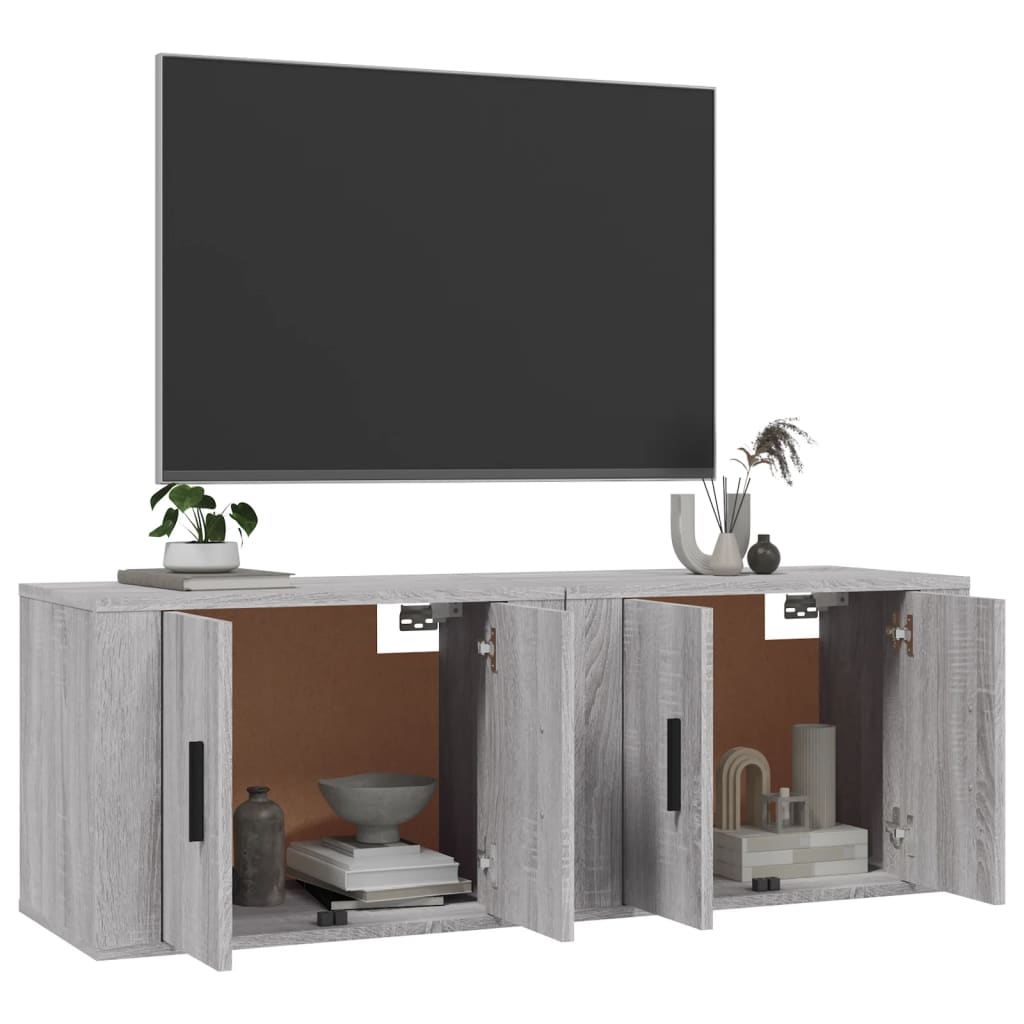 vidaXL TV-Wandschränke 2 Stk. Grau Sonoma 57x34,5x40 cm