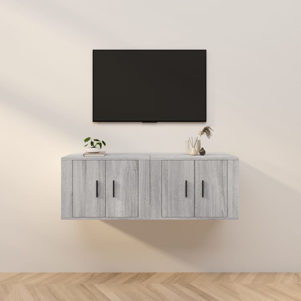 vidaXL TV-Wandschränke 2 Stk. Grau Sonoma 57x34,5x40 cm