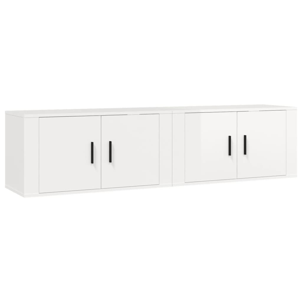 vidaXL TV-Wandschränke 2 Stk. Hochglanz-Weiß 80x34,5x40 cm