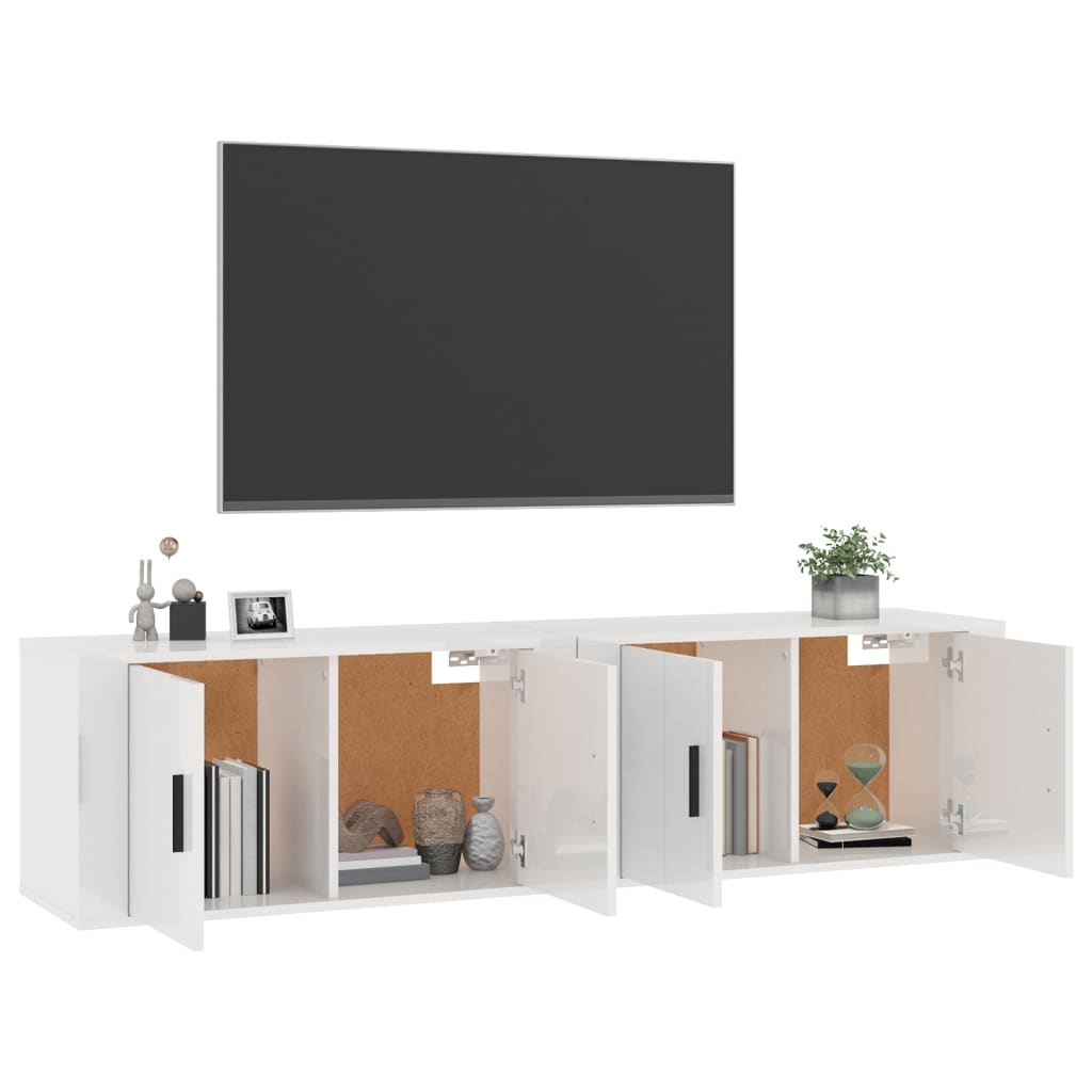 vidaXL TV-Wandschränke 2 Stk. Hochglanz-Weiß 80x34,5x40 cm