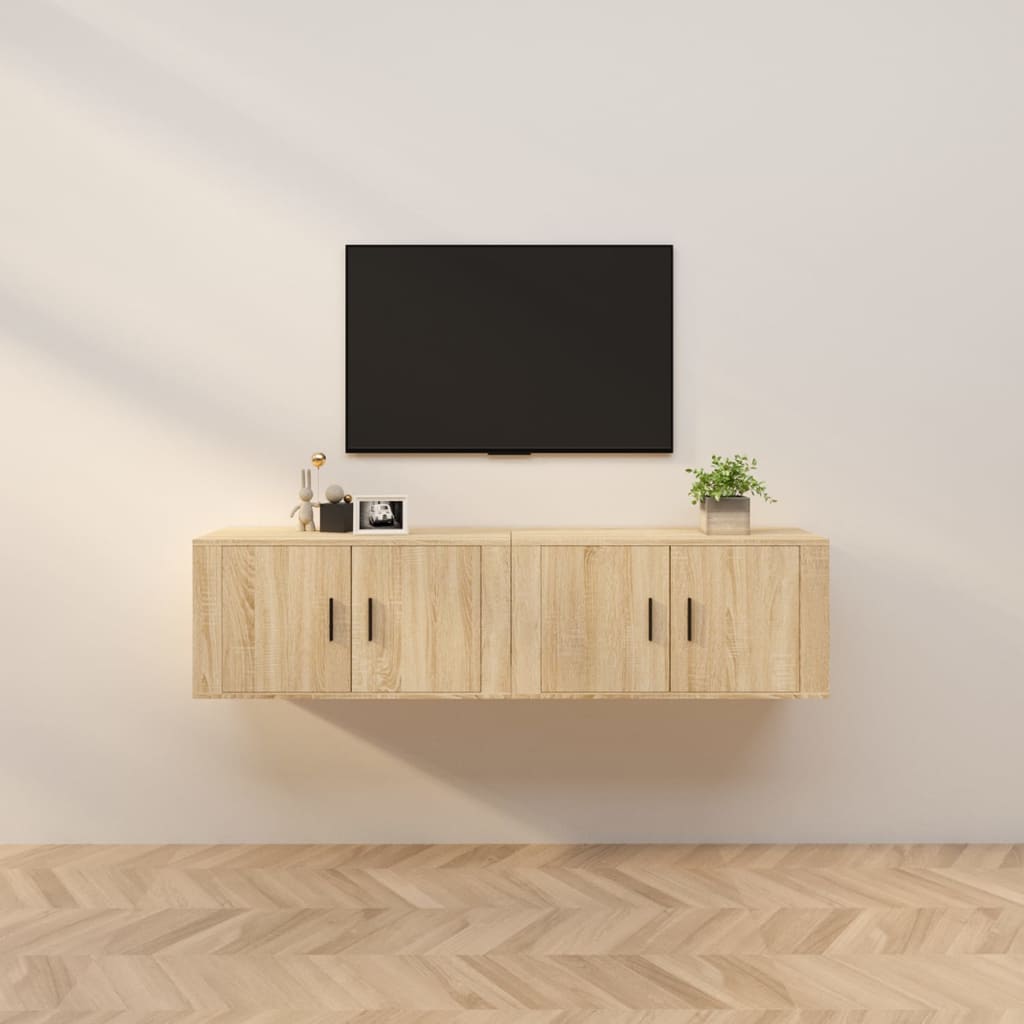 vidaXL TV-Wandschränke 2 Stk. Sonoma-Eiche 80x34,5x40 cm