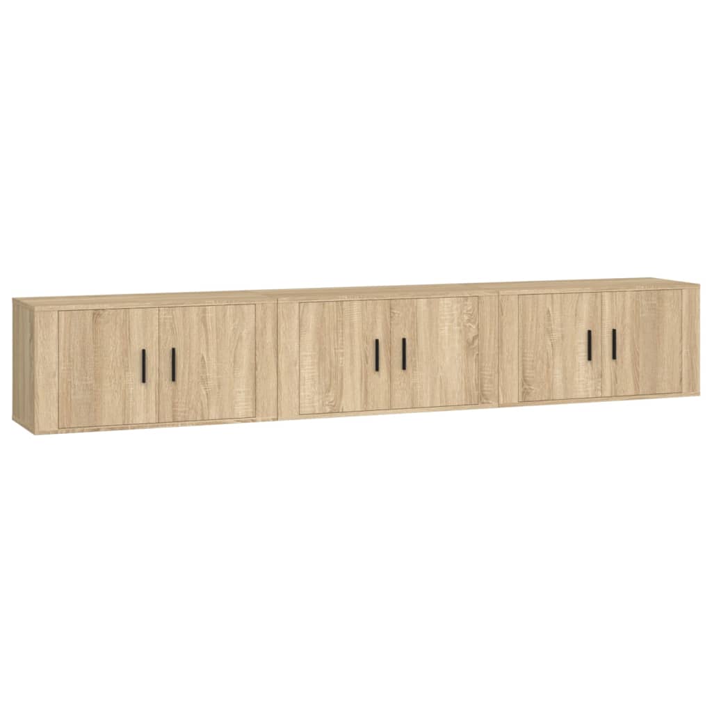 vidaXL TV-Wandschränke 3 Stk. Sonoma-Eiche 80x34,5x40 cm