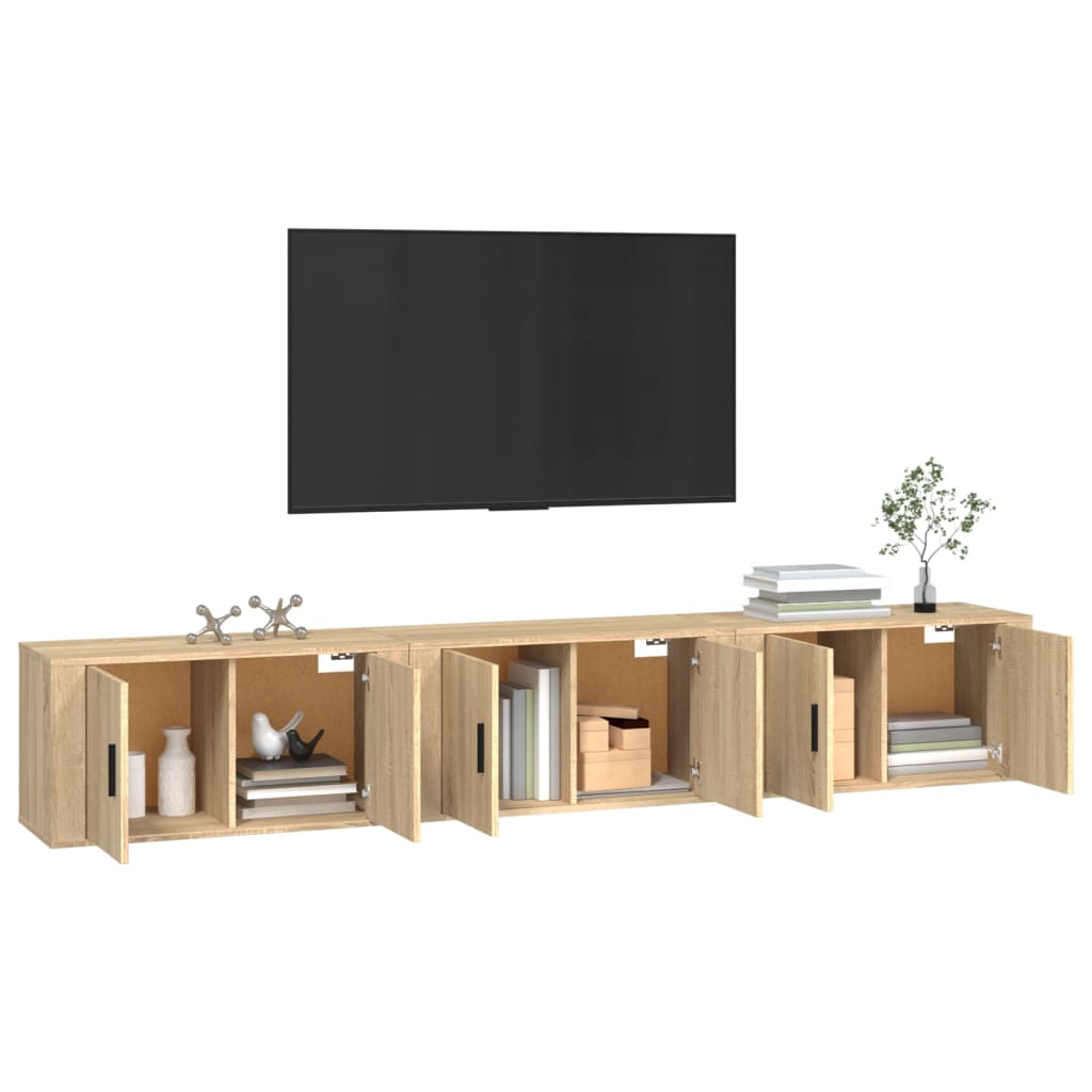 vidaXL TV-Wandschränke 3 Stk. Sonoma-Eiche 80x34,5x40 cm