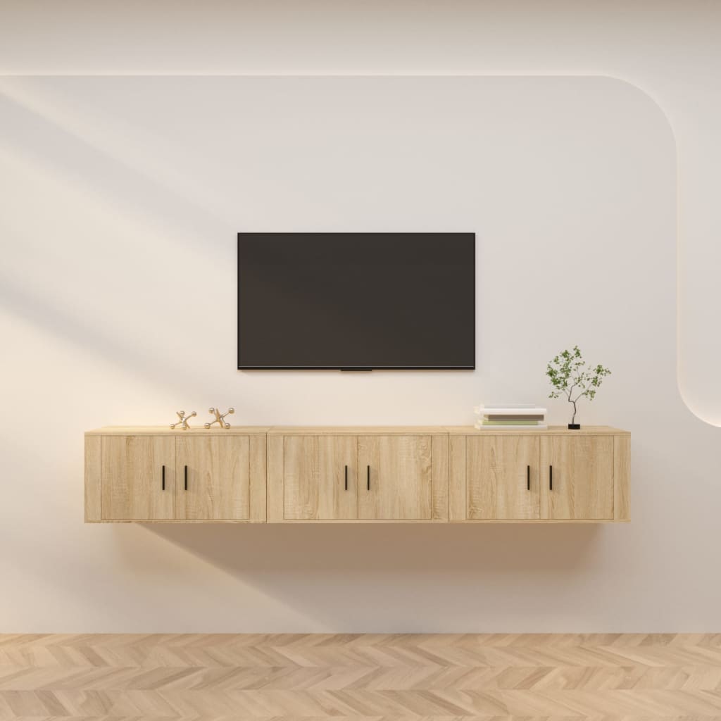 vidaXL TV-Wandschränke 3 Stk. Sonoma-Eiche 80x34,5x40 cm