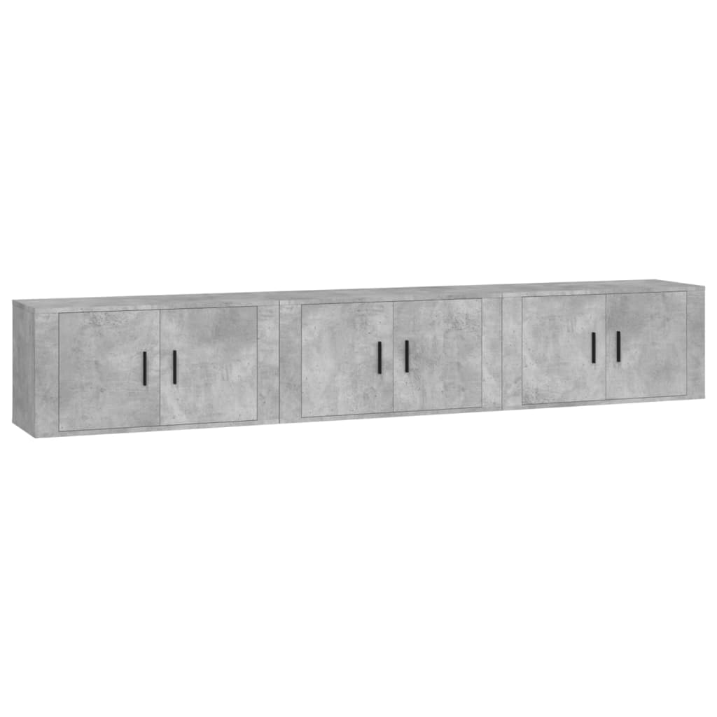vidaXL TV-Wandschränke 3 Stk. Betongrau 80x34,5x40 cm