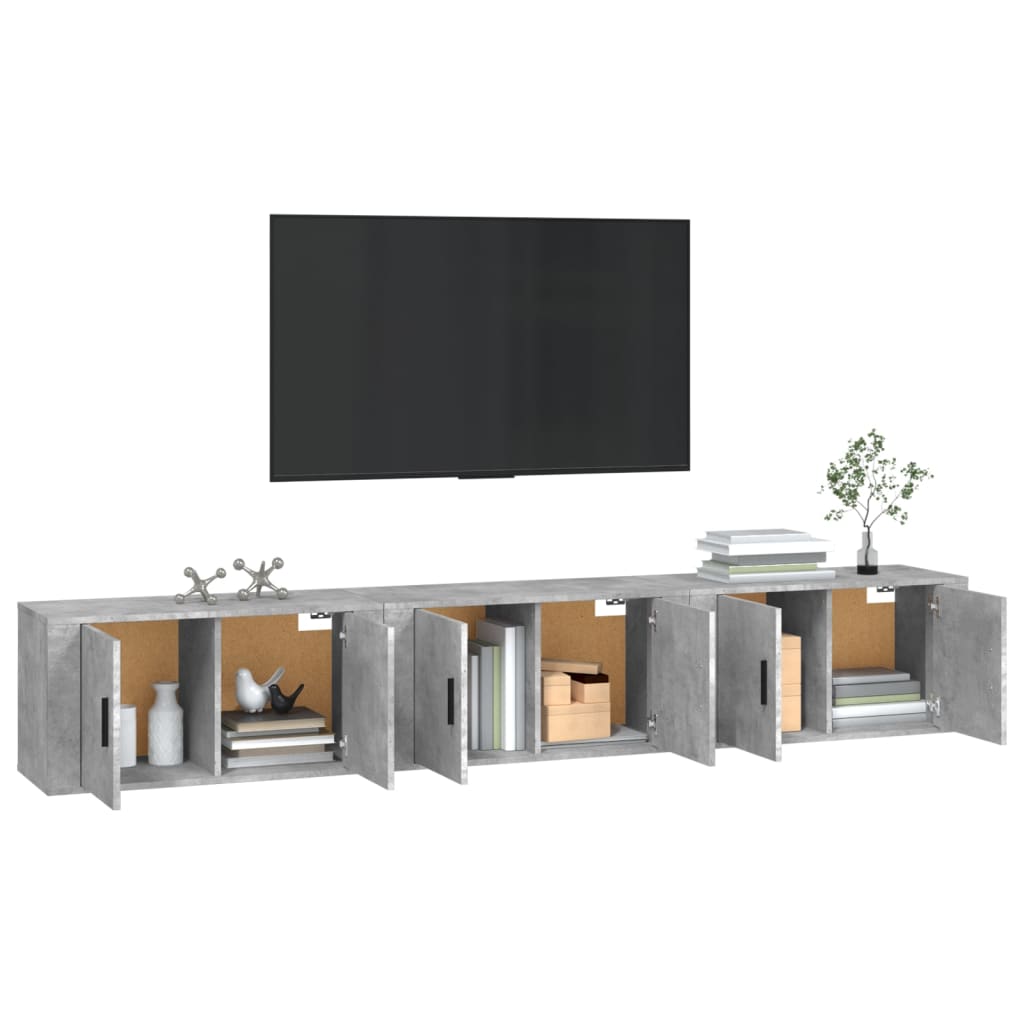 vidaXL TV-Wandschränke 3 Stk. Betongrau 80x34,5x40 cm