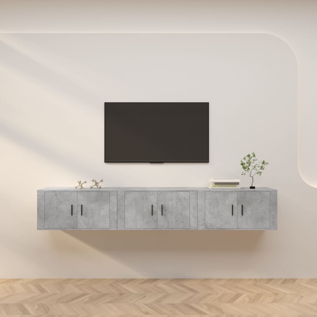 vidaXL TV-Wandschränke 3 Stk. Betongrau 80x34,5x40 cm