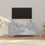 vidaXL 3-tlg. TV-Schrank-Set Betongrau Holzwerkstoff