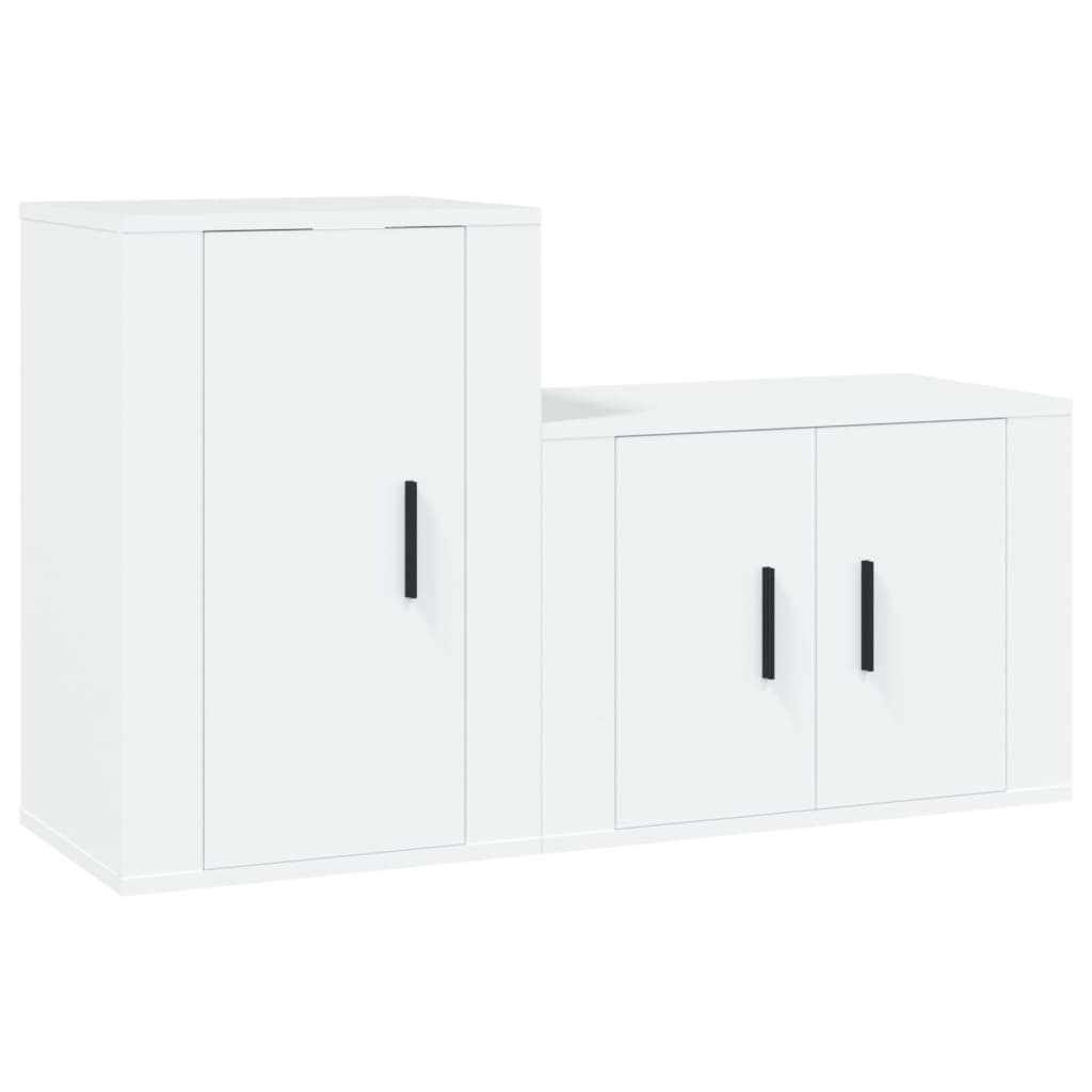 vidaXL 2-tlg. TV-Schrank-Set Weiß Holzwerkstoff