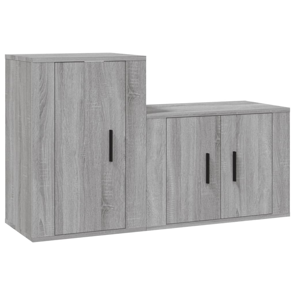vidaXL 2-tlg. TV-Schrank-Set Grau Sonoma Holzwerkstoff