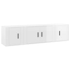 vidaXL 3-tlg. TV-Schrank-Set Hochglanz-Weiß Holzwerkstoff
