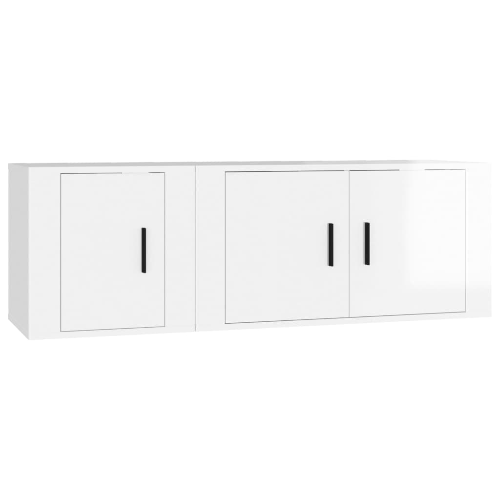 vidaXL 2-tlg. TV-Schrank-Set Hochglanz-Weiß Holzwerkstoff