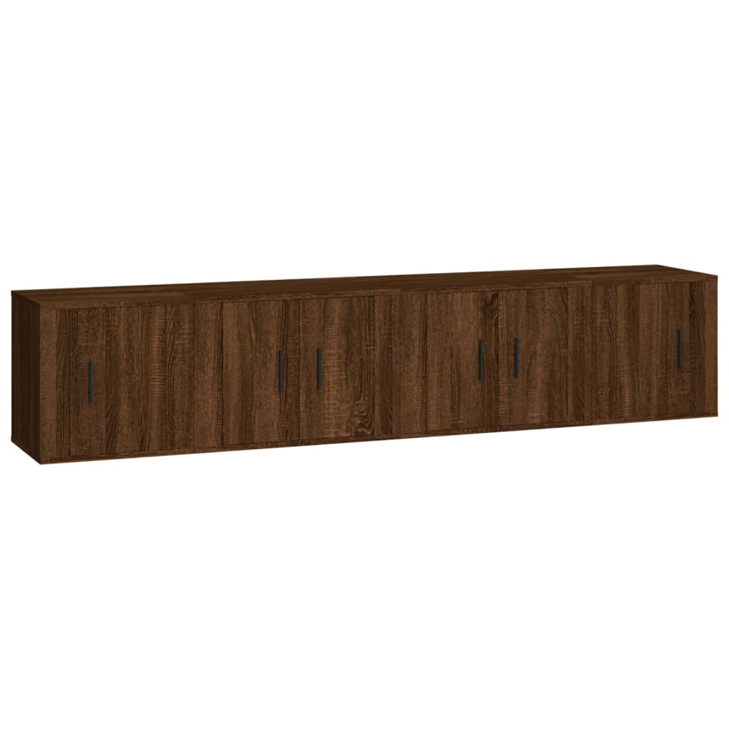 vidaXL 4-tlg. TV-Schrank-Set Braun Eichen-Optik Holzwerkstoff