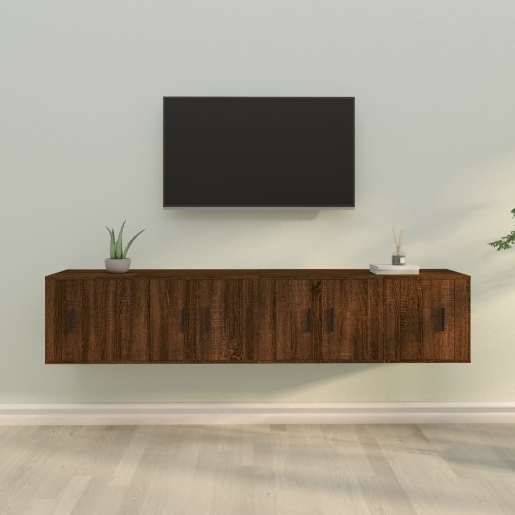 vidaXL 4-tlg. TV-Schrank-Set Braun Eichen-Optik Holzwerkstoff
