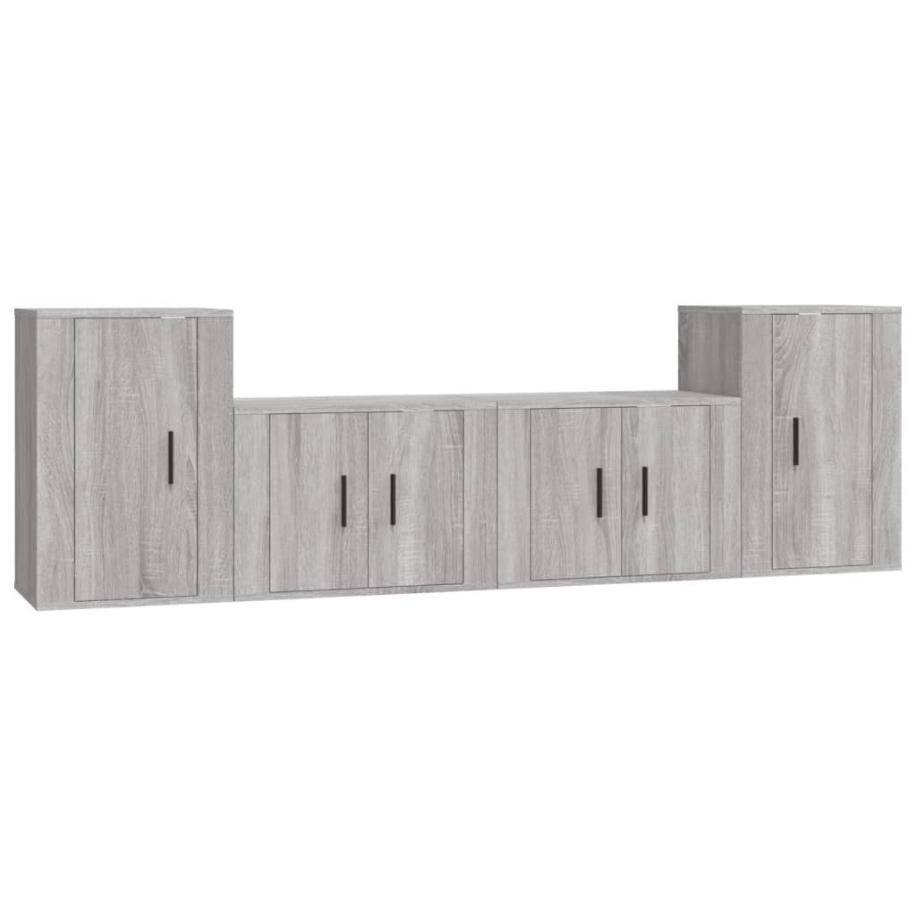 vidaXL 4-tlg. TV-Schrank-Set Grau Sonoma Holzwerkstoff