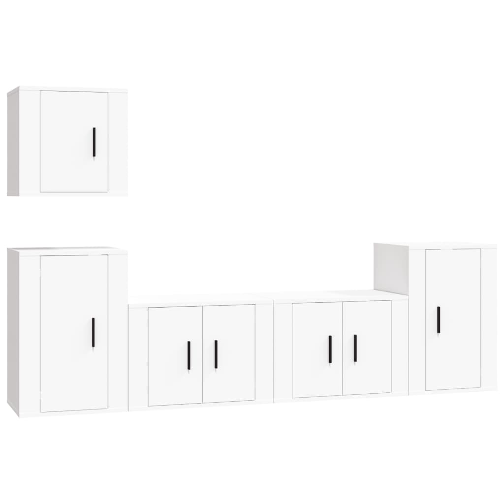 vidaXL 5-tlg. TV-Schrank-Set Weiß Holzwerkstoff