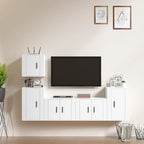 vidaXL 5-tlg. TV-Schrank-Set Weiß Holzwerkstoff