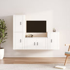 vidaXL 4-tlg. TV-Schrank-Set Hochglanz-Weiß Holzwerkstoff