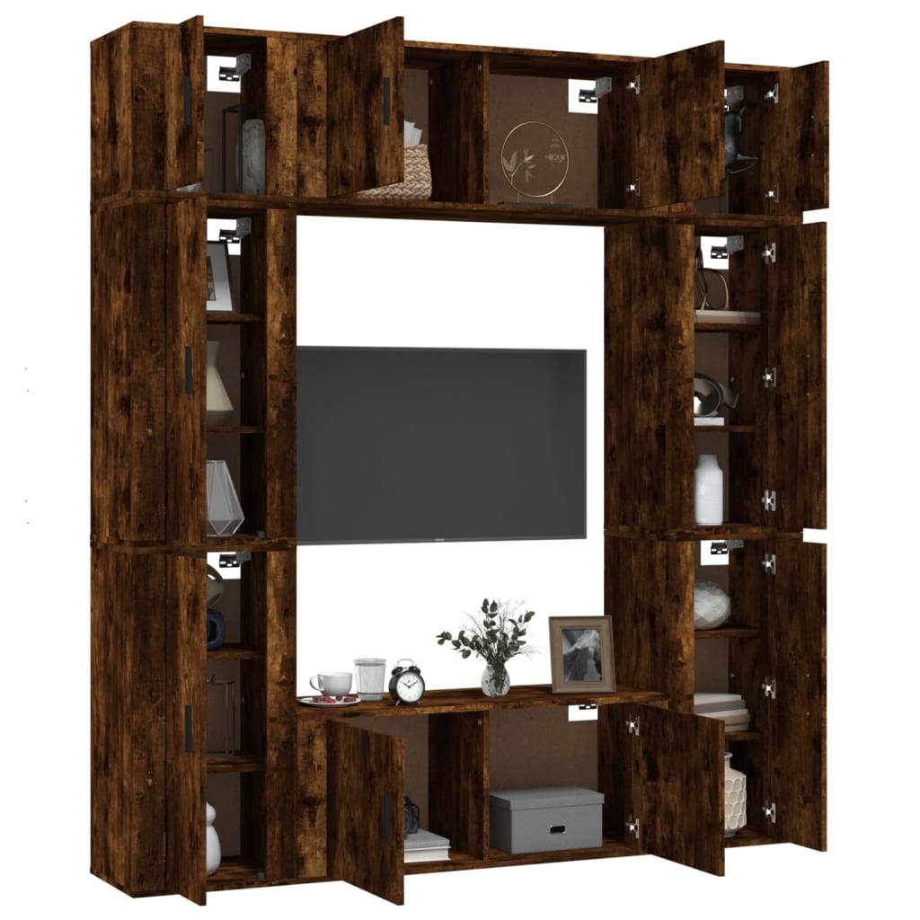 vidaXL 8-tlg. TV-Schrank-Set Räuchereiche Holzwerkstoff