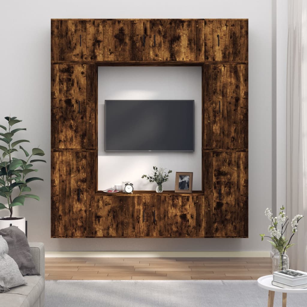 vidaXL 8-tlg. TV-Schrank-Set Räuchereiche Holzwerkstoff