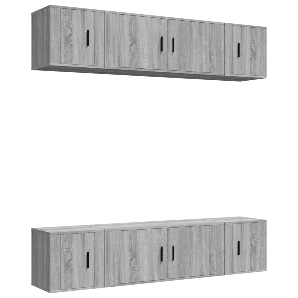 vidaXL 6-tlg. TV-Schrank-Set Grau Sonoma Holzwerkstoff