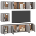 vidaXL 7-tlg. TV-Schrank-Set Betongrau Holzwerkstoff