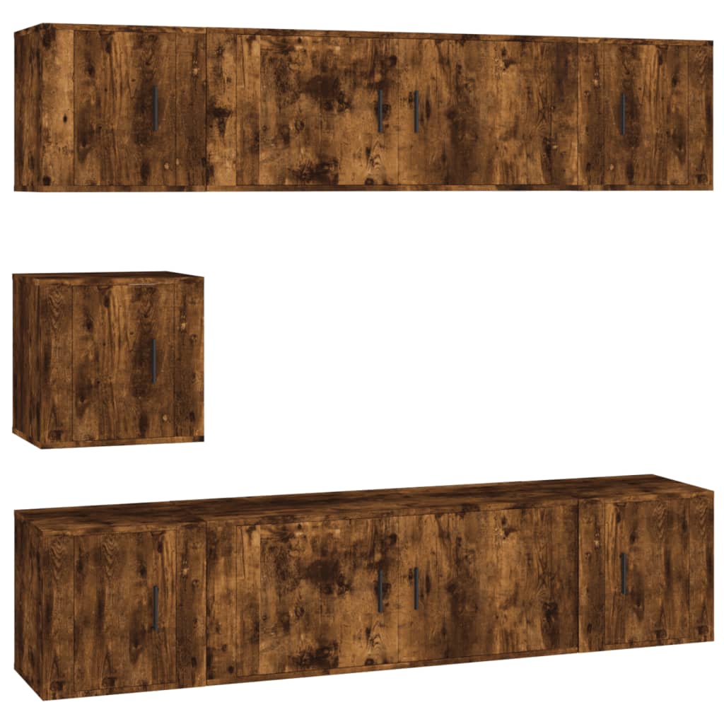 vidaXL 7-tlg. TV-Schrank-Set Räuchereiche Holzwerkstoff