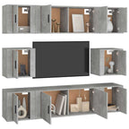 vidaXL 8-tlg. TV-Schrank-Set Betongrau Holzwerkstoff