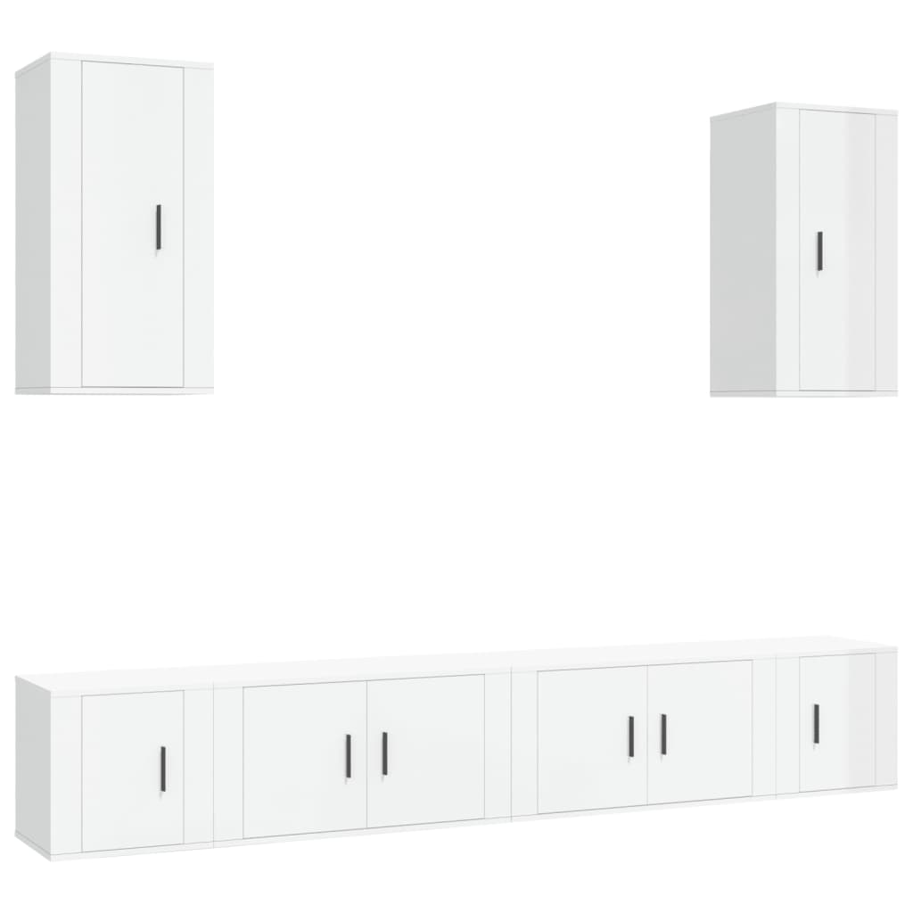 vidaXL 6-tlg. TV-Schrank-Set Hochglanz-Weiß Holzwerkstoff