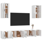 vidaXL 6-tlg. TV-Schrank-Set Hochglanz-Weiß Holzwerkstoff