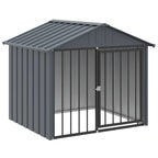 vidaXL Hundehütte mit Dach Schwarz 117x103x102 cm Verzinkter Stahl