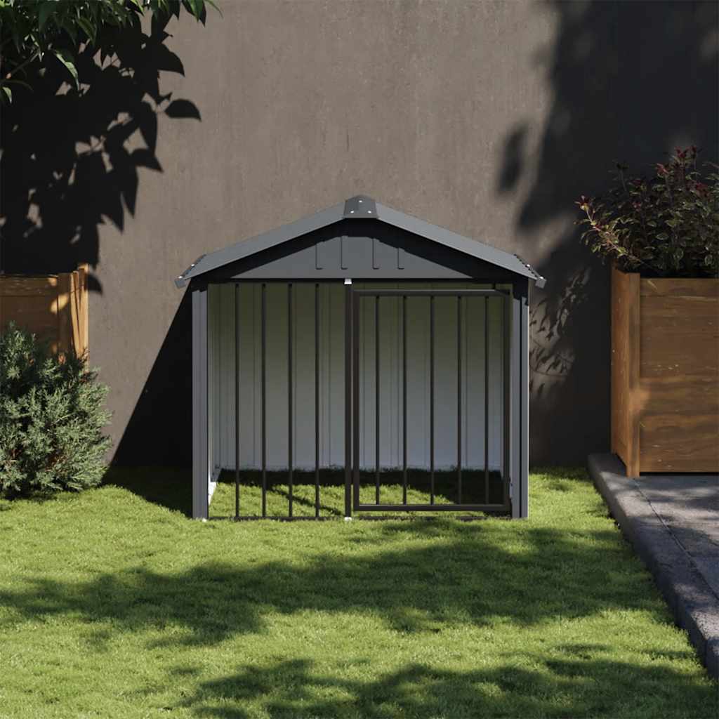 vidaXL Hundehütte mit Dach Schwarz 117x103x102 cm Verzinkter Stahl