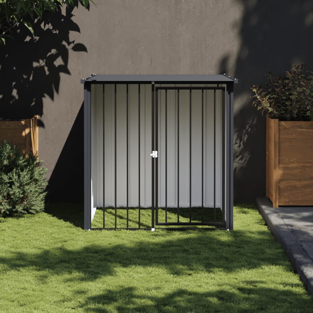 vidaXL Hundehütte mit Dach Schwarz 117x103x102 cm Verzinkter Stahl