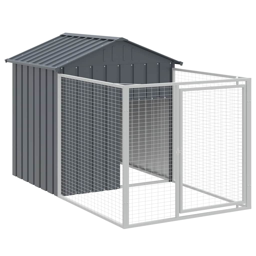 vidaXL Hundehütte mit Auslauf Anthrazit 117x201x123cm Verzinkter Stahl
