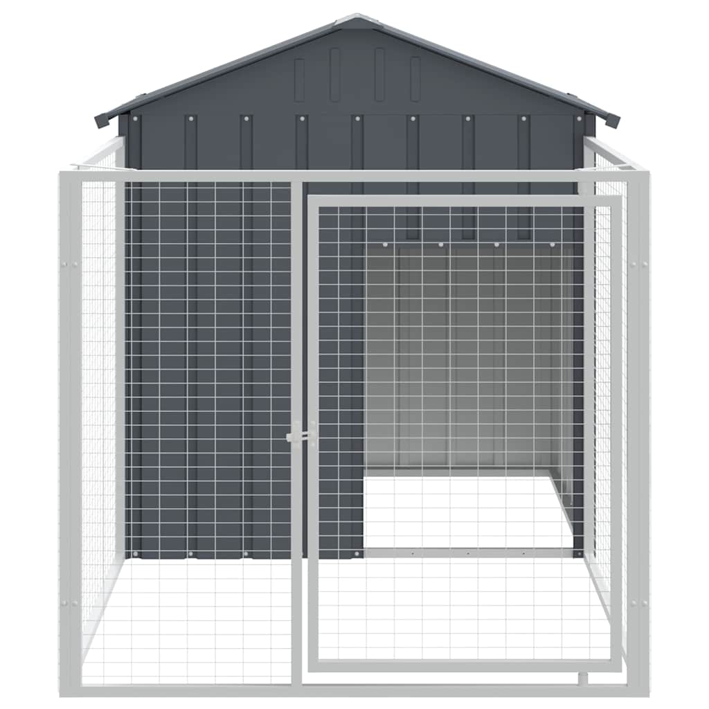 vidaXL Hundehütte mit Auslauf Anthrazit 117x201x123cm Verzinkter Stahl
