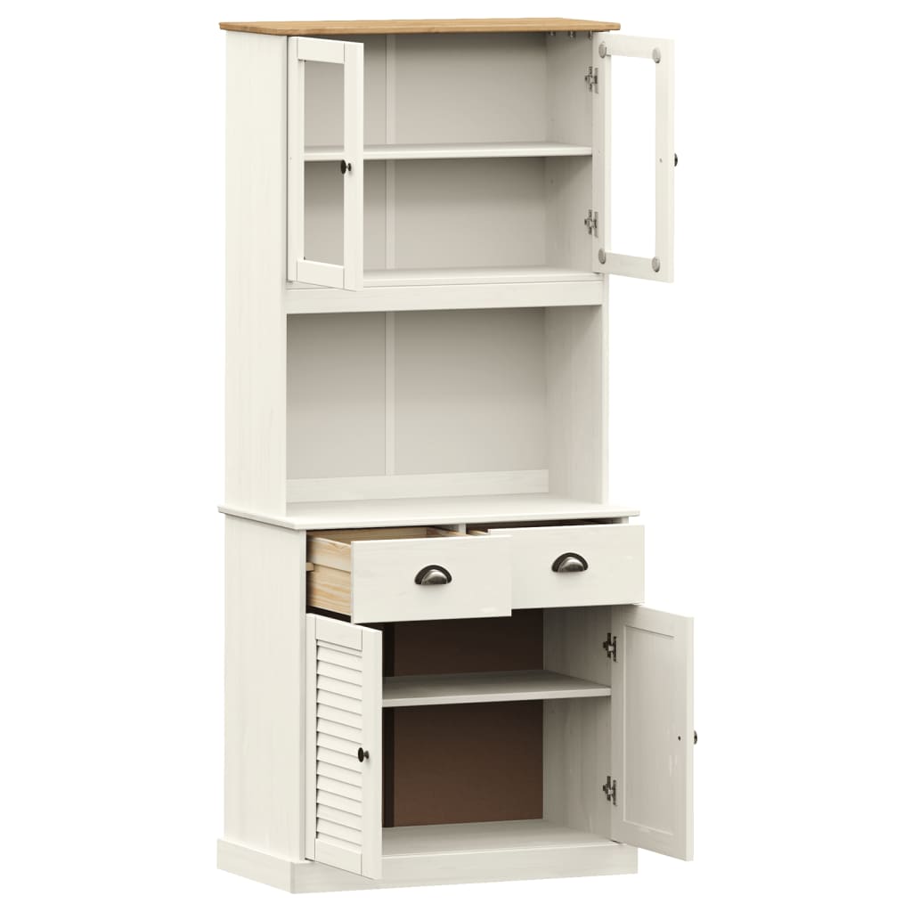 vidaXL Highboard VIGO Weiß 78x40x175 cm Massivholz Kiefer