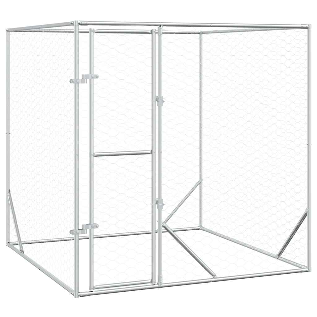 vidaXL Outdoor-Hundezwinger Silbern 2x2x2 m Verzinkter Stahl