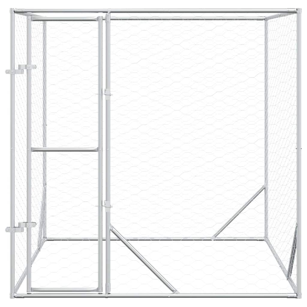 vidaXL Outdoor-Hundezwinger Silbern 2x2x2 m Verzinkter Stahl
