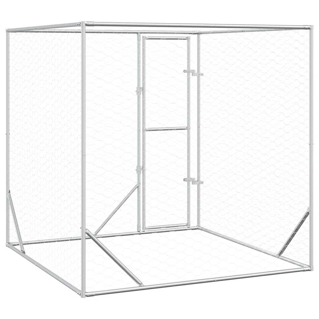 vidaXL Outdoor-Hundezwinger Silbern 2x2x2 m Verzinkter Stahl