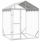 vidaXL Outdoor-Hundezwinger mit Dach Silber 2x2x2,5 m Verzinkter Stahl
