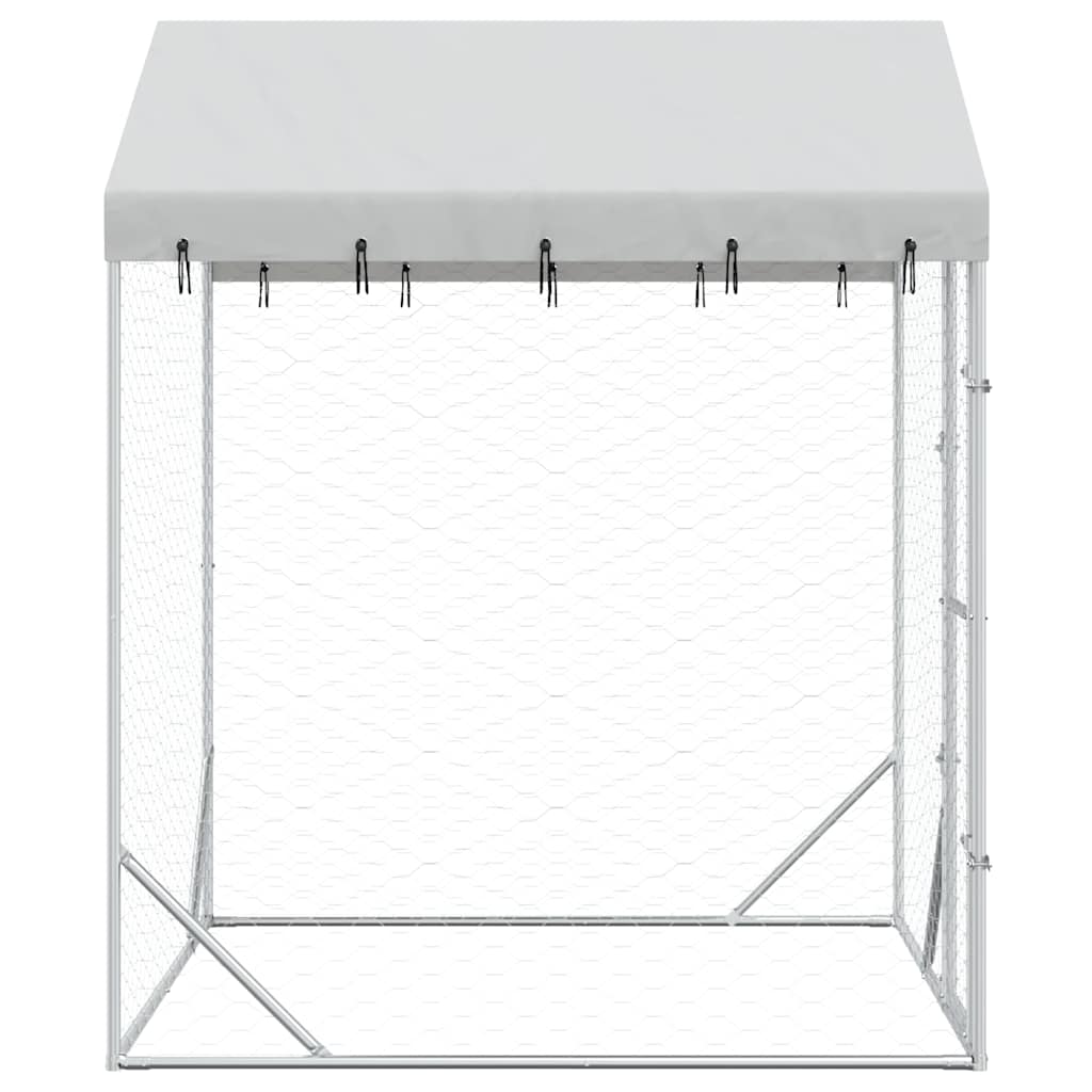 vidaXL Outdoor-Hundezwinger mit Dach Silber 2x2x2,5 m Verzinkter Stahl