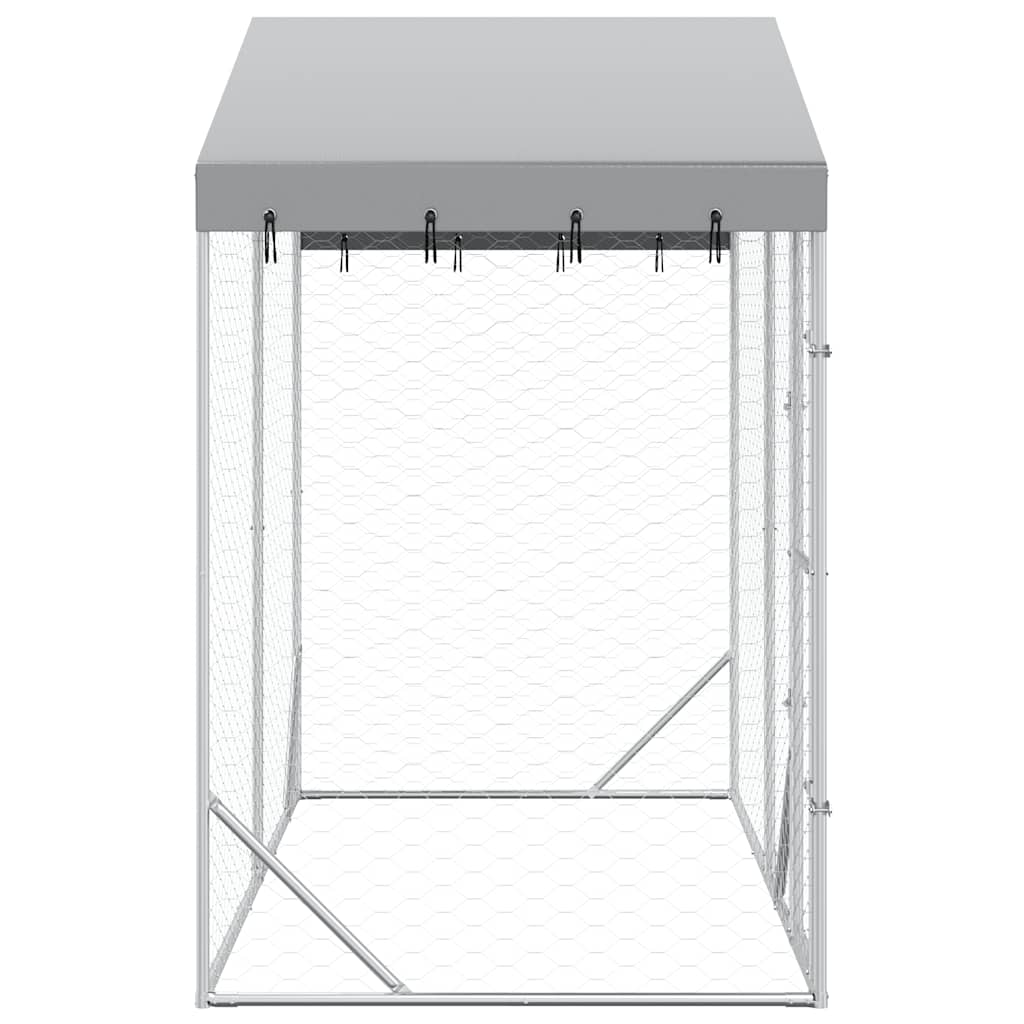 vidaXL Outdoor-Hundezwinger mit Dach Silber 3x1,5x2,5m Stahl Verzinkt