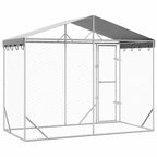 vidaXL Outdoor-Hundezwinger mit Dach Silber 3x1,5x2,5m Stahl Verzinkt