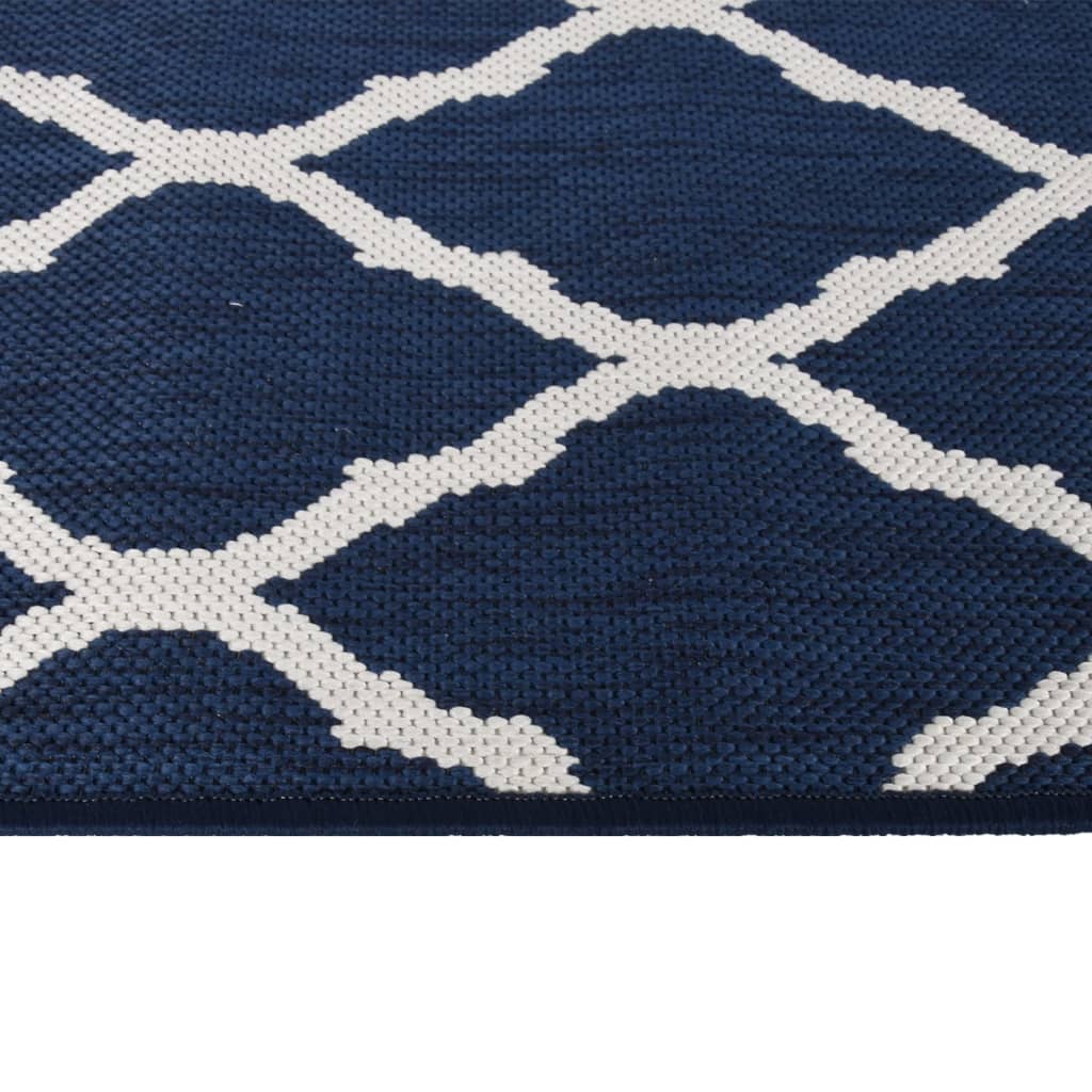 vidaXL Outdoor-Teppich Marineblau Weiß 80x150 cm Beidseitig Nutzbar